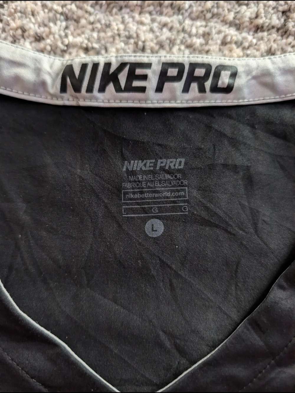 Nike Pro Dri-FIT Black V-Neck Short Sleeve Training Shirt Size L